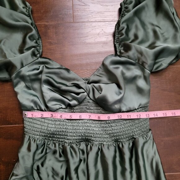 Free People Sundrenched Maxi Dress Womens L Moss Green Whimsical Romantic Castle - Picture 7 of 11